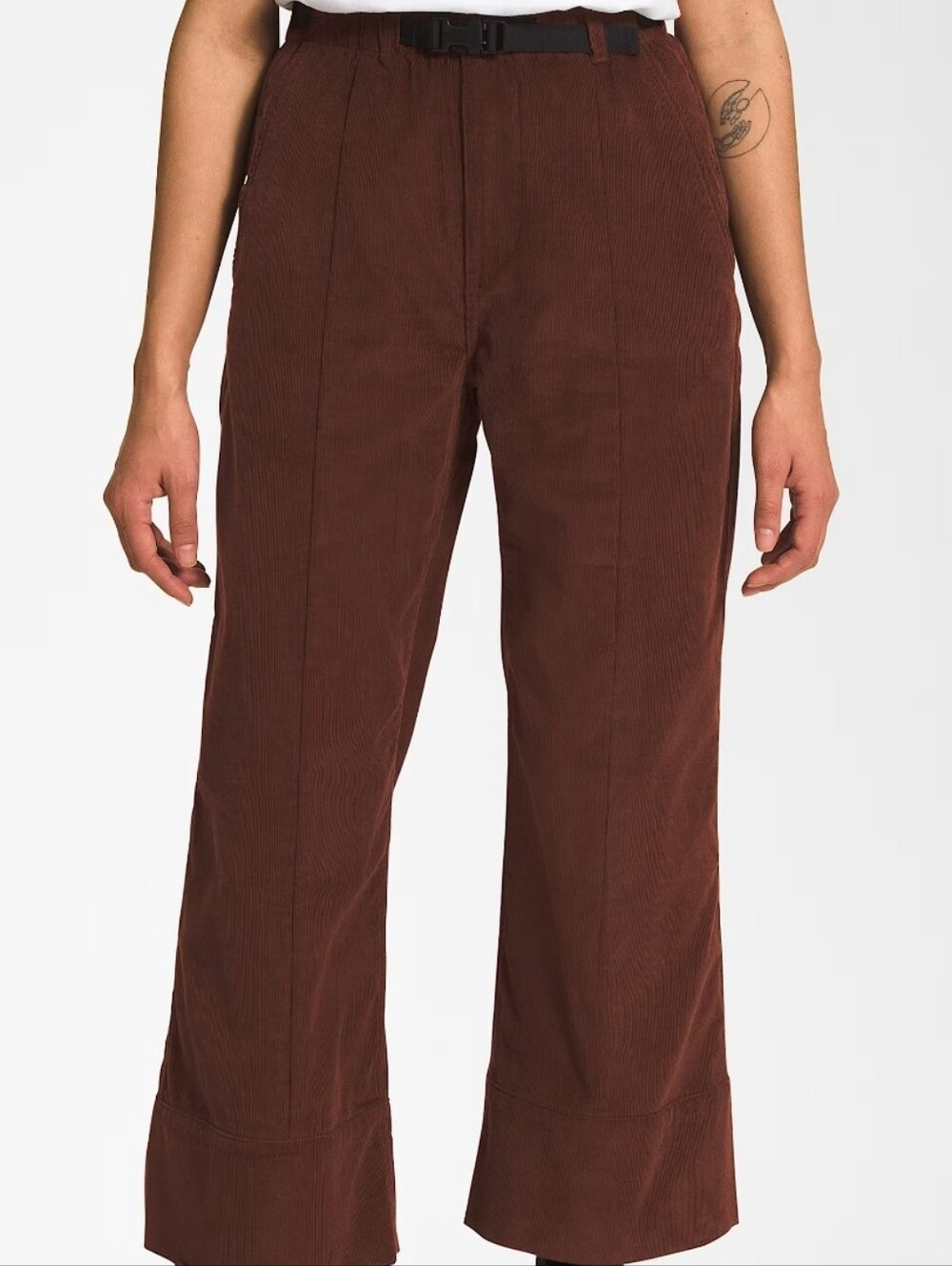 The North Face Corduroy Wide Cropped Easy Pants Adjustable Click Waist Brown XS